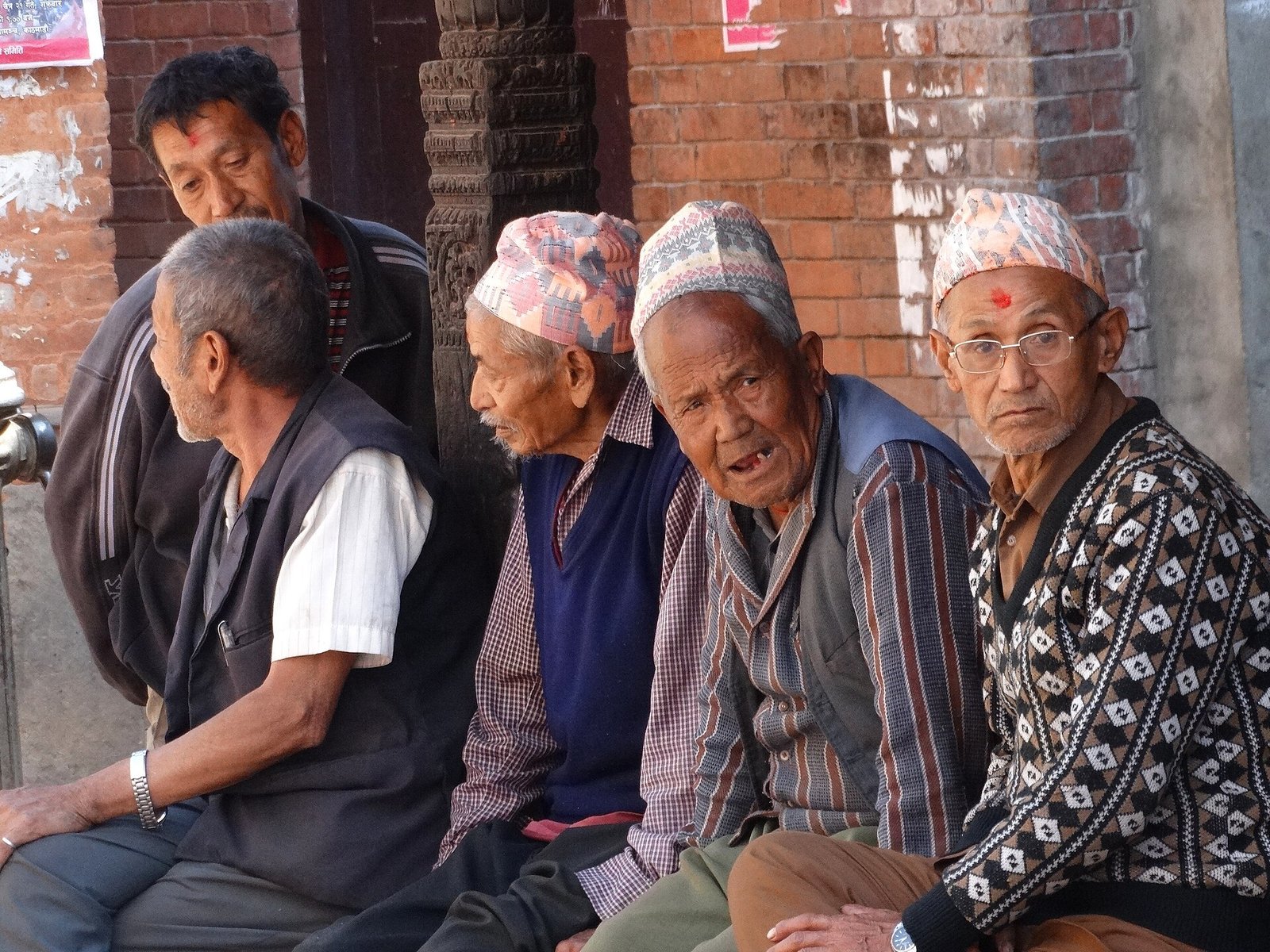 Elderly Nepali men together in Bhaktapur